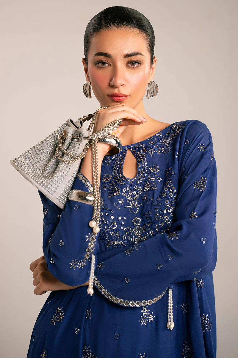 AZURE SPARKLE EMBROIDERED SILK SHIRT - Image 4