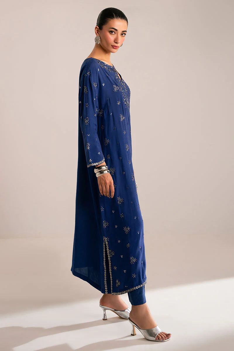 AZURE SPARKLE EMBROIDERED SILK SHIRT - Image 5