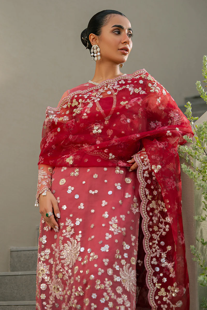 CRIMSON FIRE-3PC ORGANZA EMBROIDERED PRET - Image 4