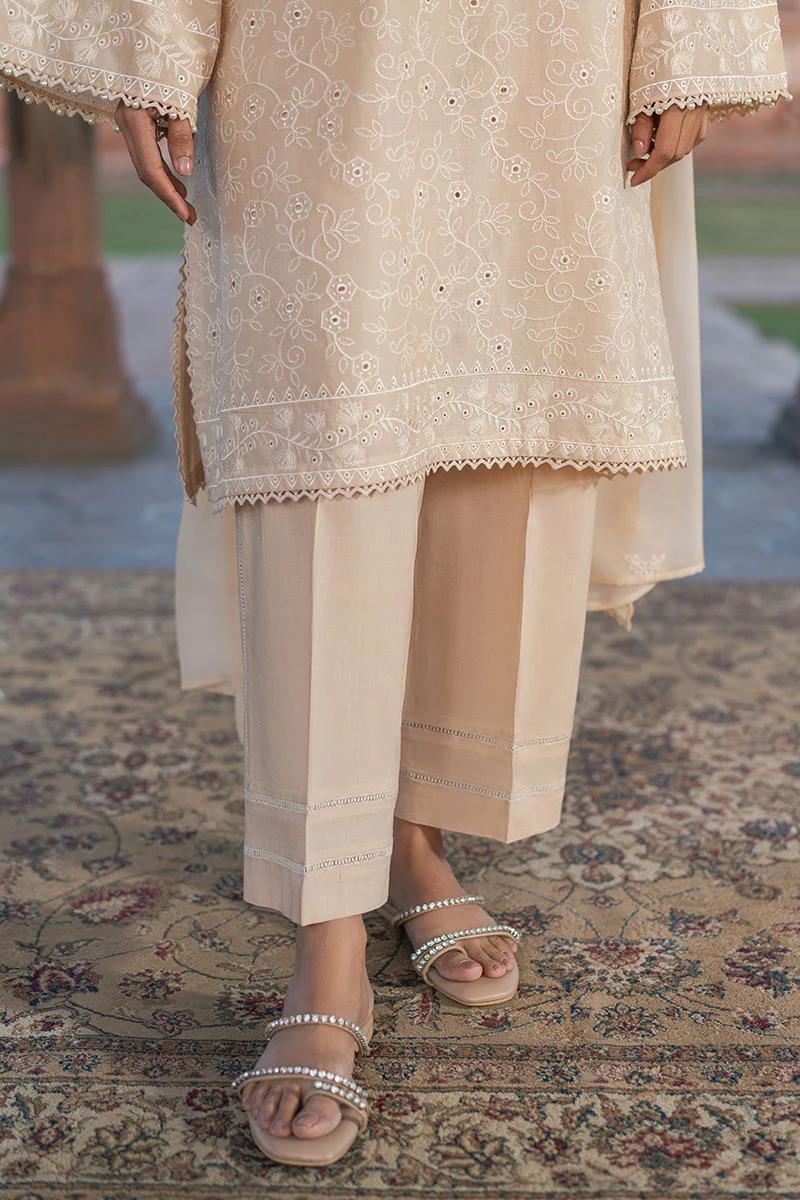 ECRU BREEZE-3PC (SHIRT, TROUSER & DUPATTA) - Image 2