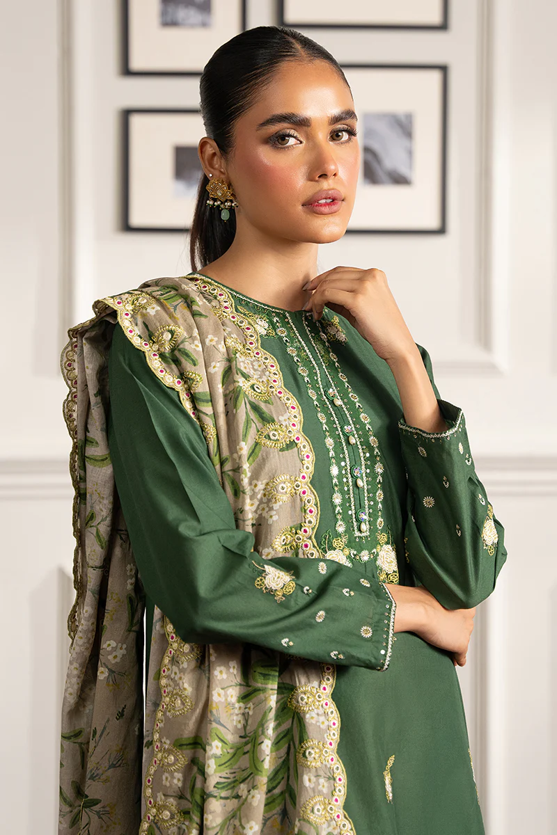 FOREST GREEN-2 PIECE (SHIRT & DUPATTA) - Image 5