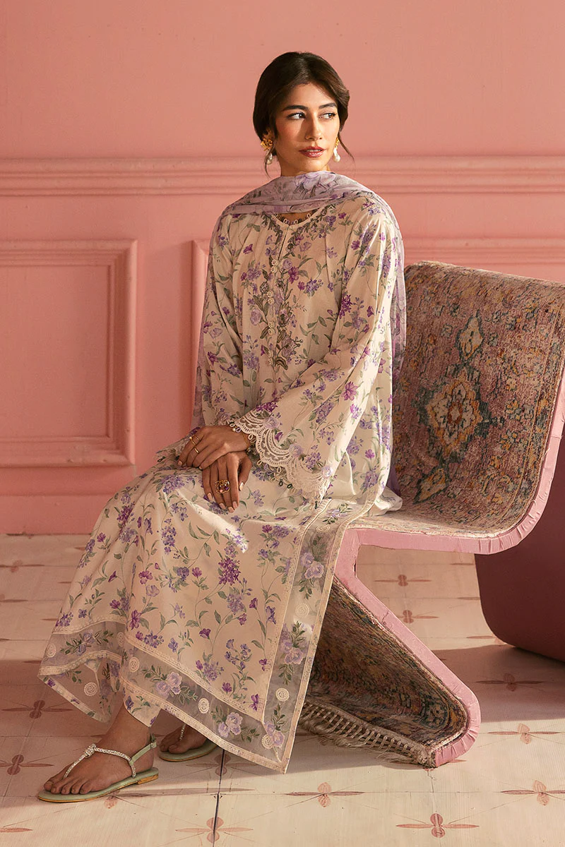 LILAC BLOOM-3PC (SHIRT, TROUSER & DUPATTA) - Image 4