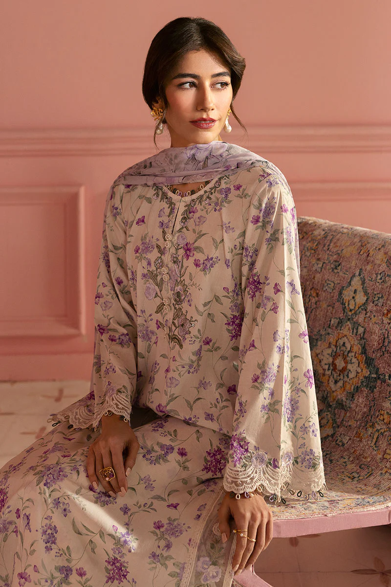 LILAC BLOOM-3PC (SHIRT, TROUSER & DUPATTA) - Image 7