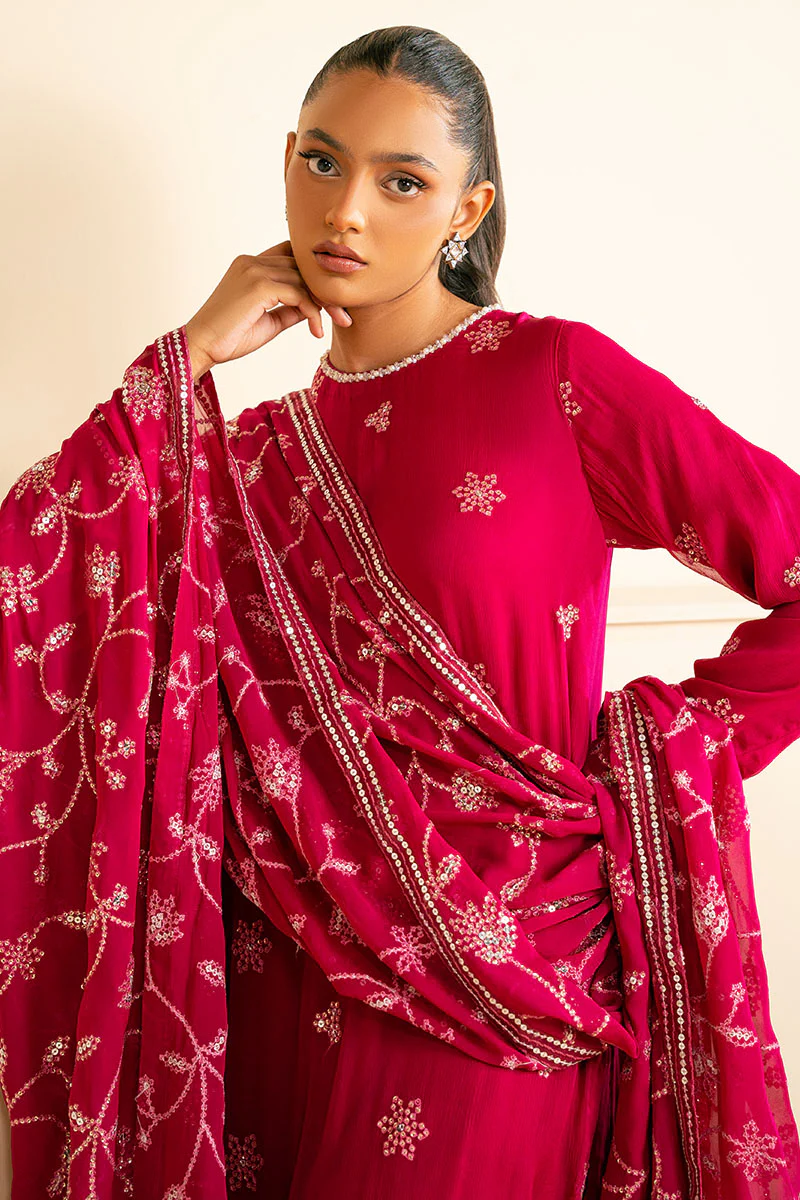 MAGENTA BLOOM-3PC (SHIRT,TROUSER & DUPATTA) - Image 3
