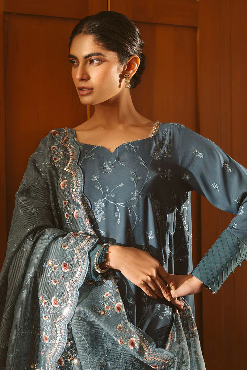 MAJESTIC TEAL-3PC (SHIRT, TROUSER & DUPATTA) - Image 2