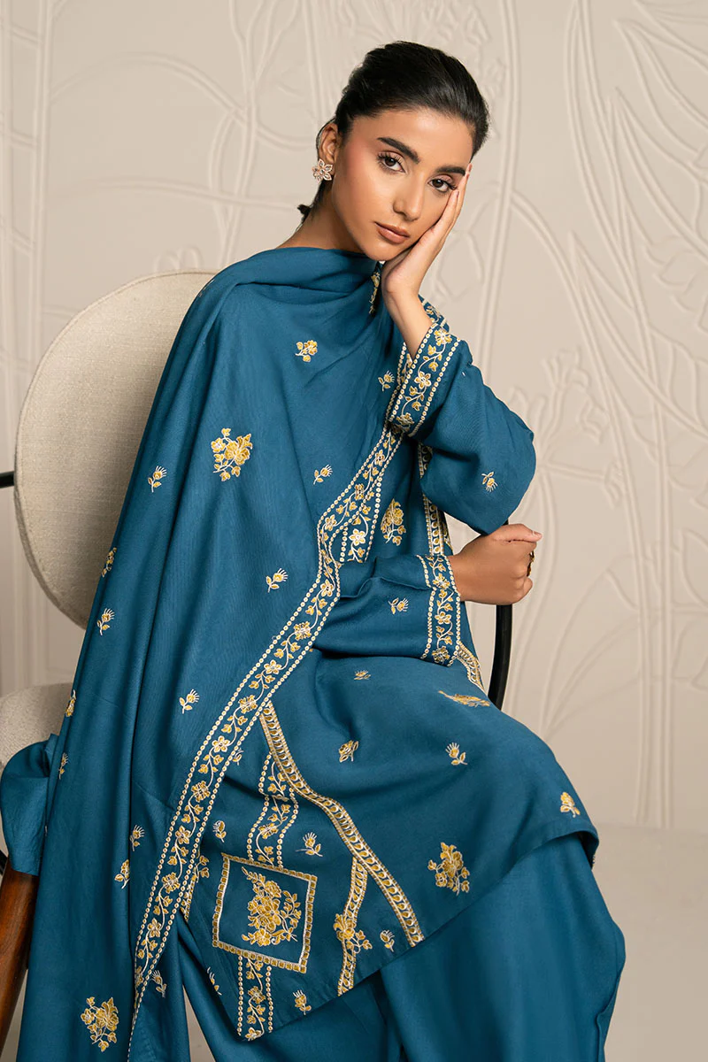 MYSTIC TEAL-3PC (SHIRT, TROUSER & DUPATTA) - Image 3