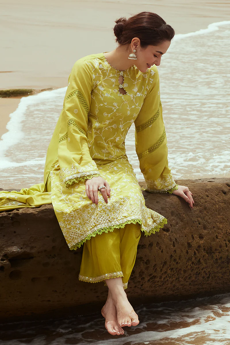 OLIVE TWINE-3PC (SHIRT, DUPATTA & TROUSER) - Image 4