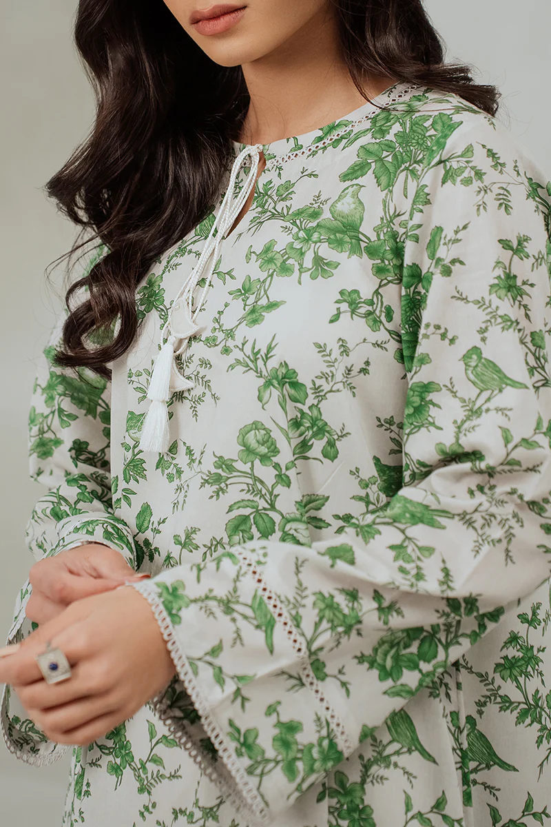 PALE GRAY LAWN PRINTED SHIRT - Image 2