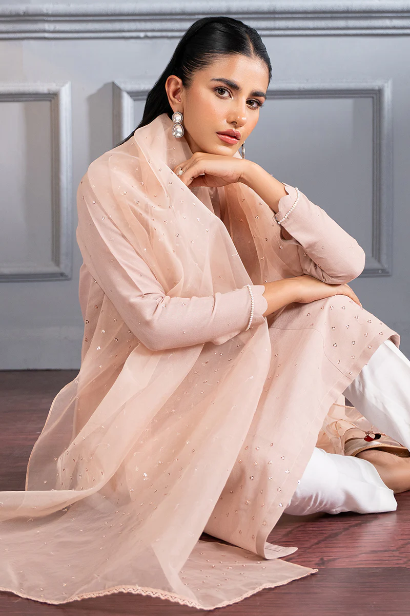 PALE PINK- 2 PC (SHIRT & DUPATTA) - Image 3