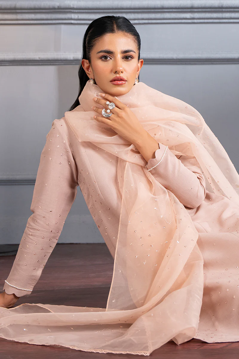 PALE PINK- 2 PC (SHIRT & DUPATTA) - Image 5