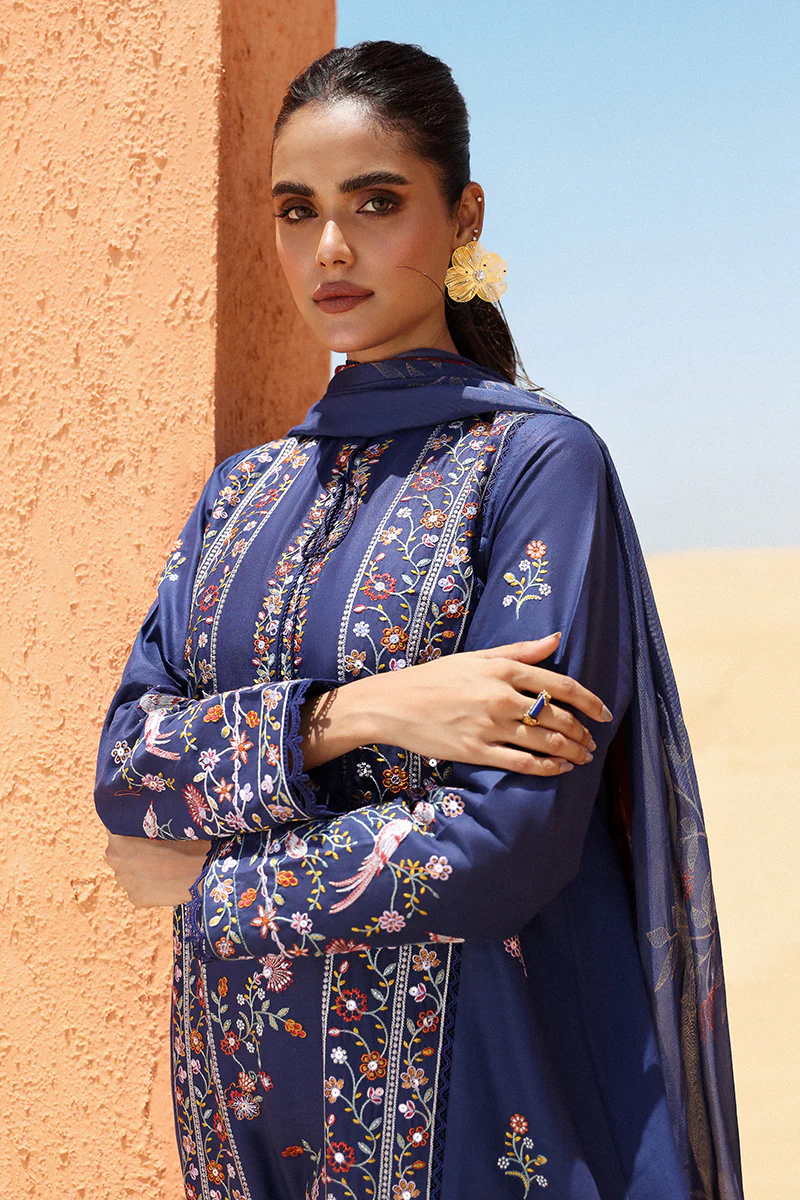 SAPPHIRE BLUE-STITCH 3PC: LAWN EMBROIDERED SUIT - Image 3