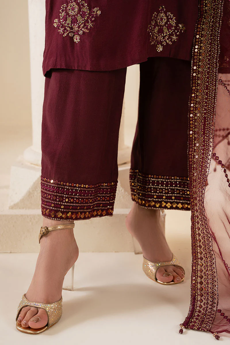 SHADOW RUBY-3PC (SHIRT, TROUSER & DUPATTA) - Image 5
