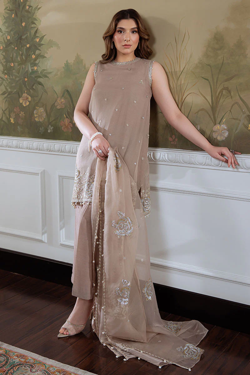SILVER MINK-4PC ORGANZA EMBROIDERED PRET - Image 3
