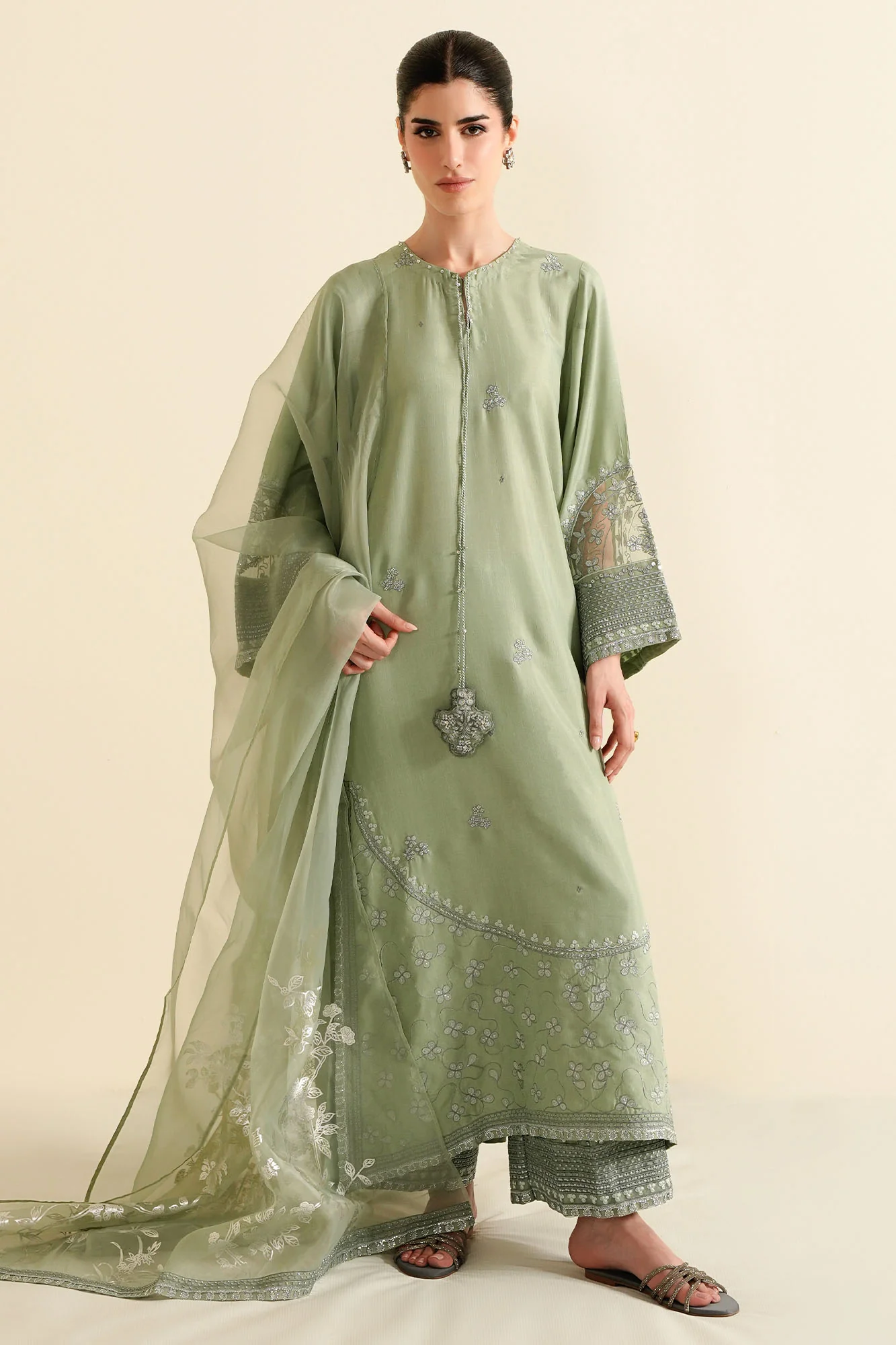 SILVER SAGE-3PC (SHIRT, TROUSER & DUPATTA) - Image 3