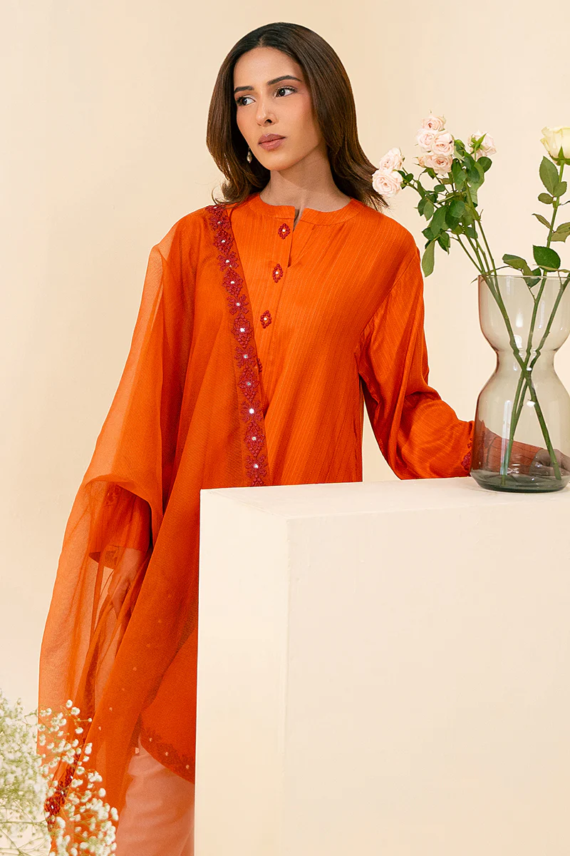 TANGERINE CHARM-2PC (SHIRT & DUPATTA) - Image 5