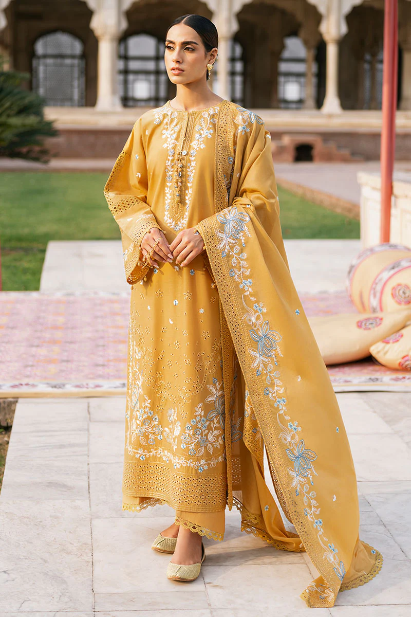 MUSTARD MIRAGE-3PC (SHIRT, TROUSER & DUPATTA) - Image 5