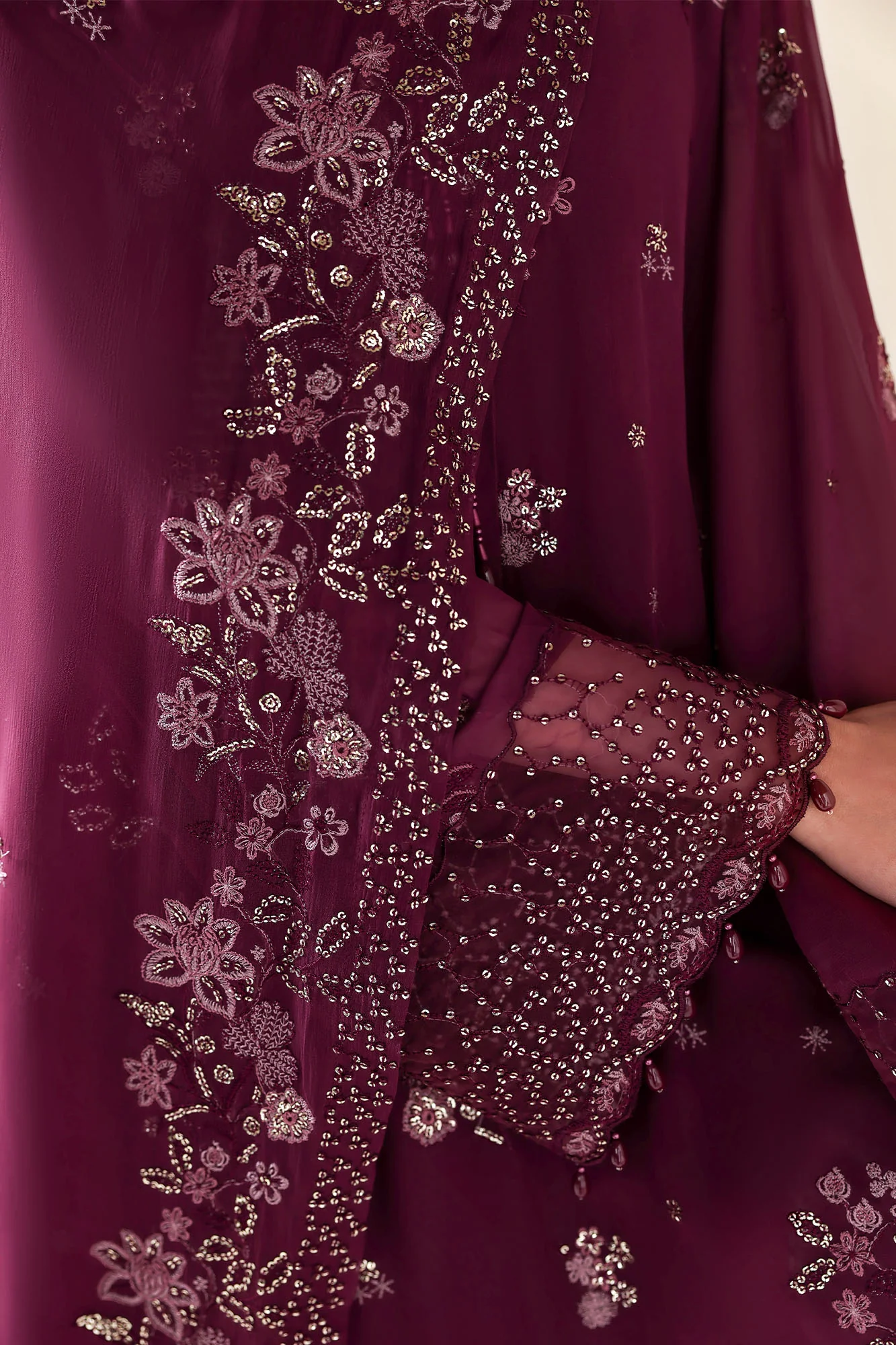 RUBY GARNET-4PC CHIFFON EMBROIDERED SUIT - Image 4