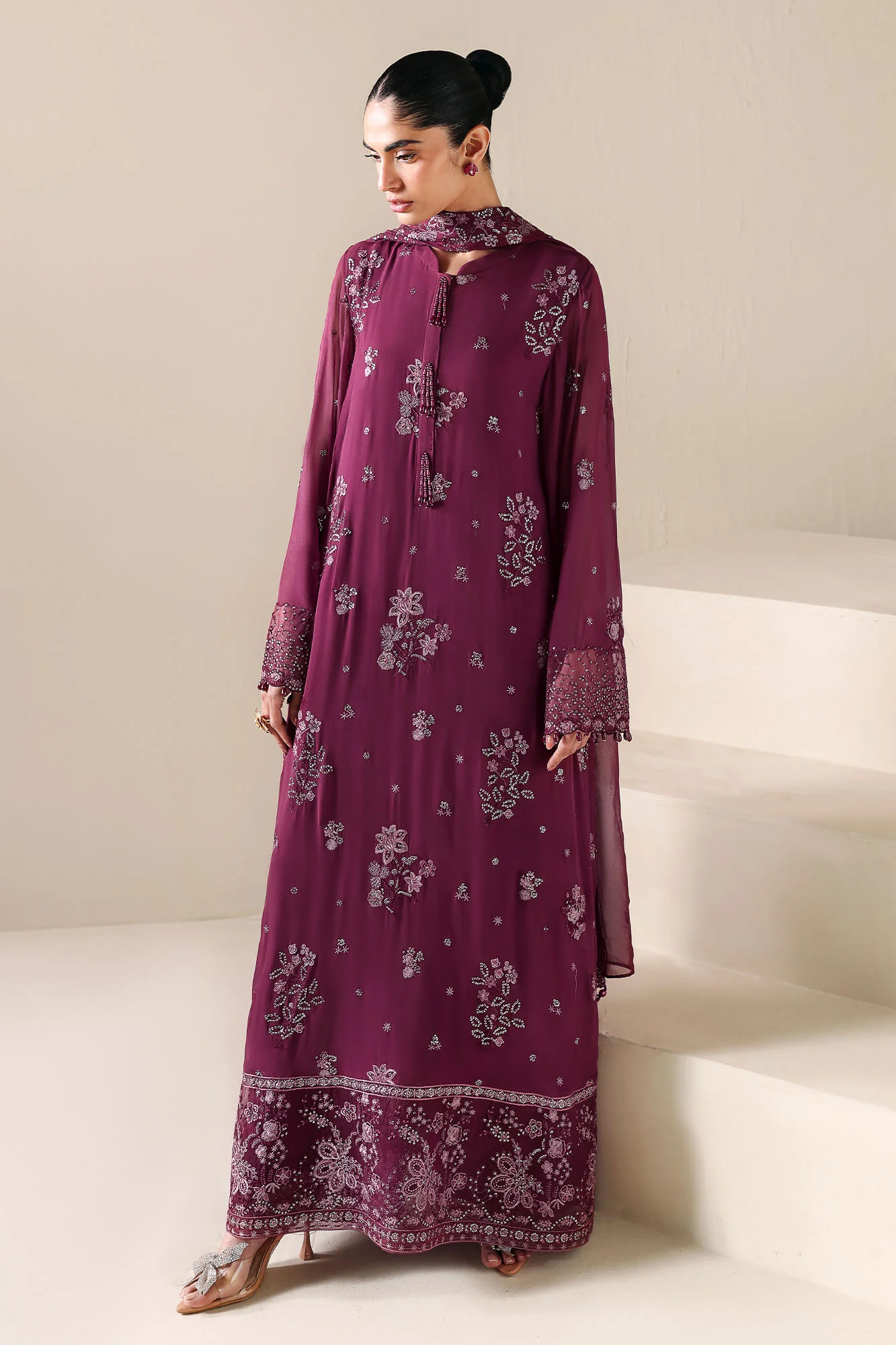 RUBY GARNET-4PC CHIFFON EMBROIDERED SUIT - Image 5