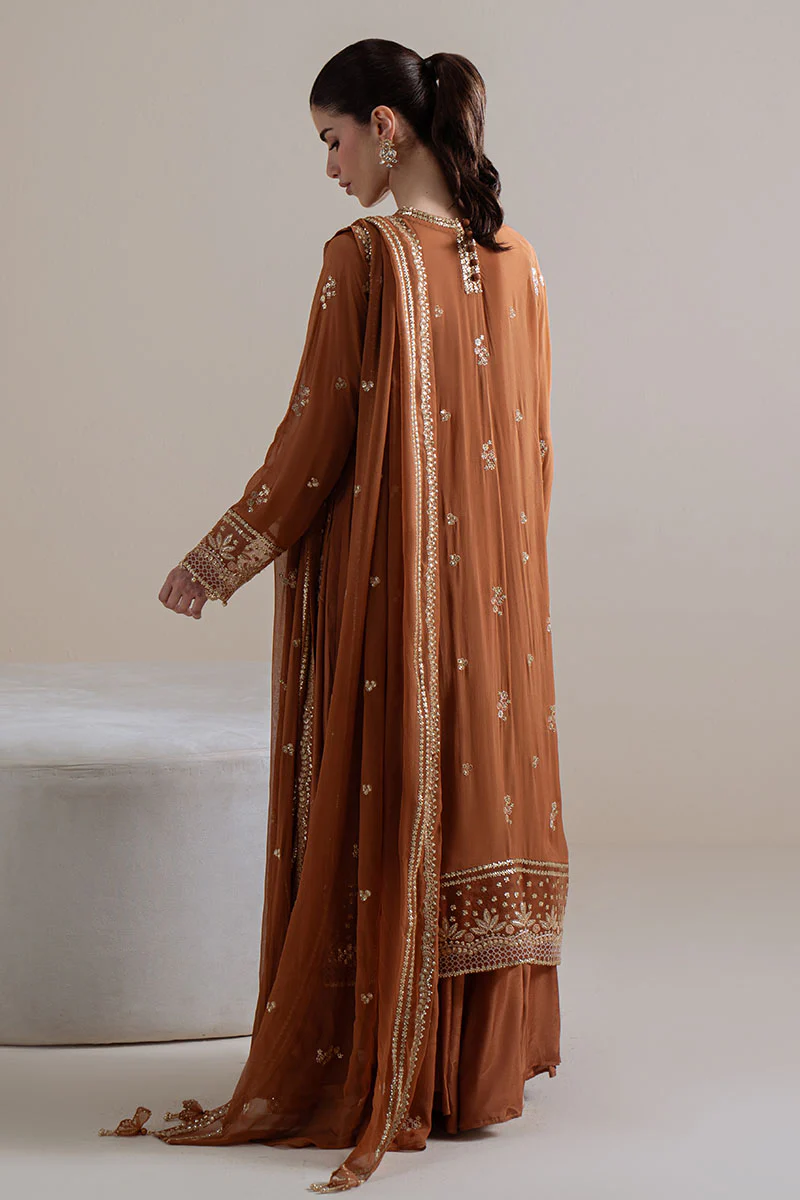 RUST EMBER-4PC CHIFFON EMBROIDERED SUIT - Image 8