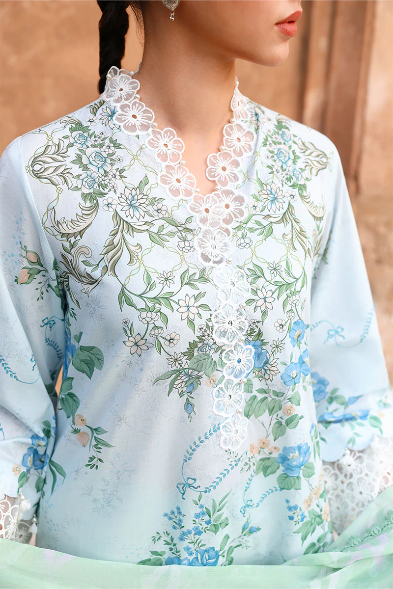 SEAFOAM TREASURE-3PC PRINTED LAWN SUIT - Image 2