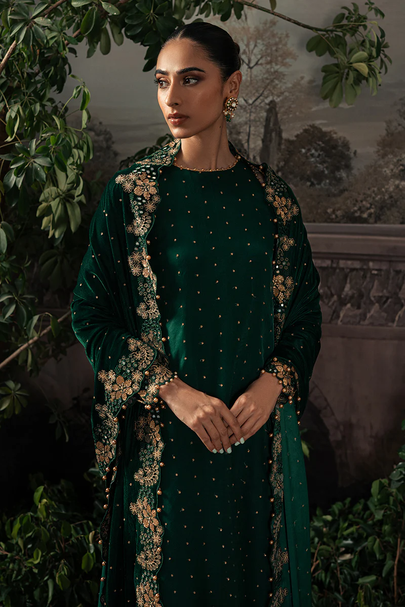 SAGE GREEN-4PC ORGANZA EMBROIDERED SUIT - Image 4