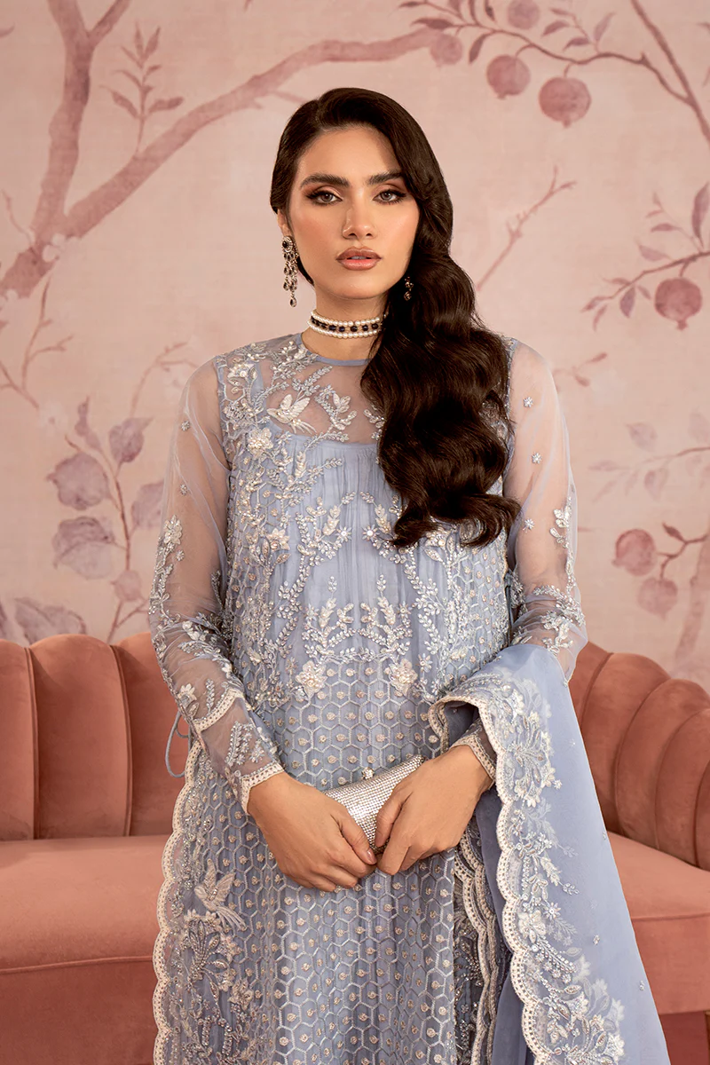 SCARLET BLUE-2PC ORGANZA EMBROIDERED PRET - Image 5