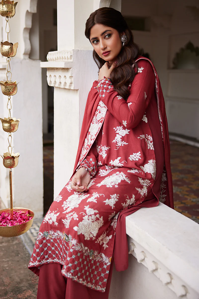 SCARLET SAGE-3PC LINEN EMBROIDERED SUIT - Image 4