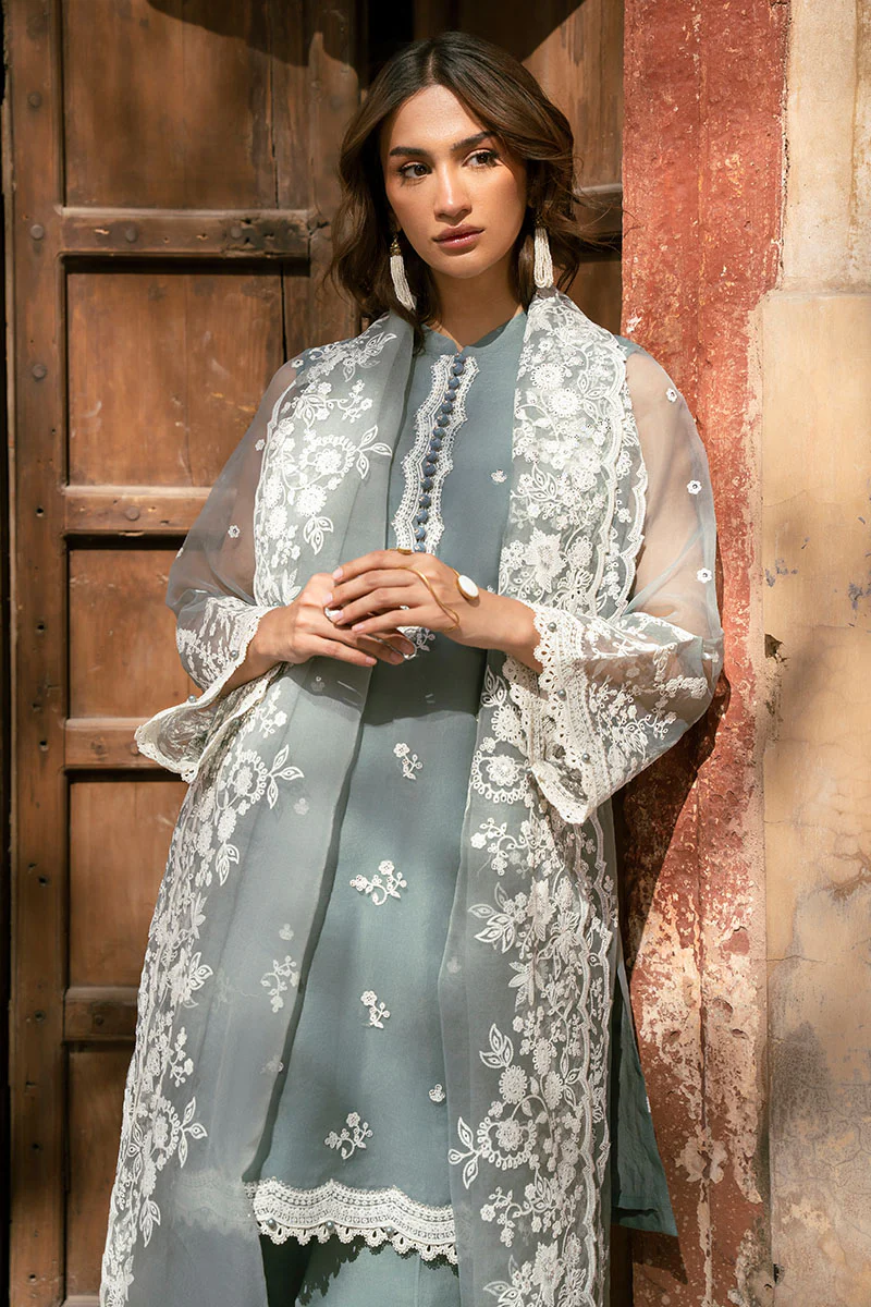 SEAFOAM BREEZE-3PC (SHIRT, TROUSER & DUPATTA) - Image 3