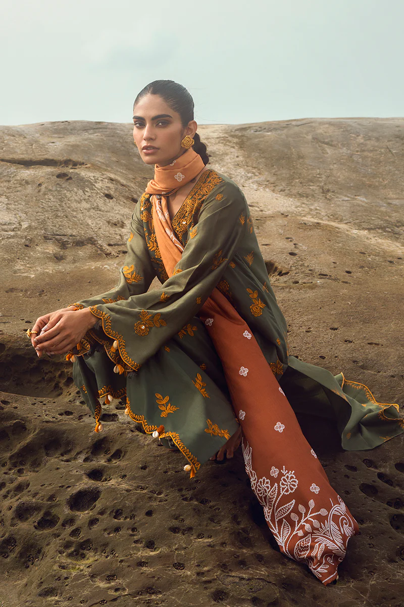 SMOKEY FLAIR-3PC SATIN EMBROIDERED SUIT - Image 5