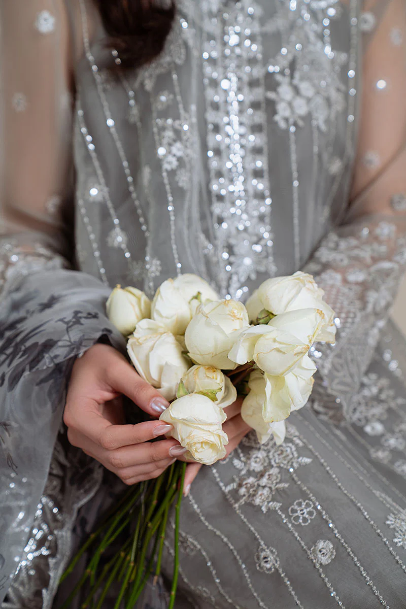 SMOKY RADIANCE-4PC ORGANZA EMBROIDERED SUIT - Image 3