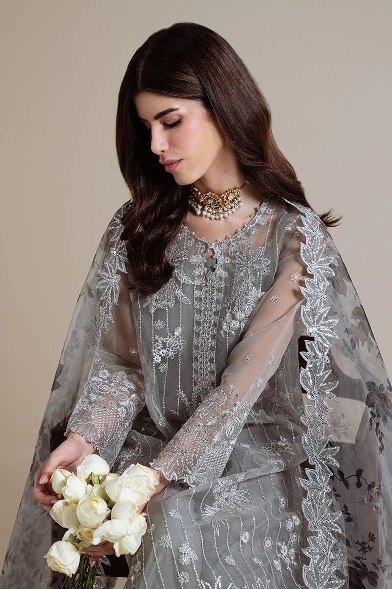 SMOKY RADIANCE-4PC ORGANZA EMBROIDERED SUIT - Image 4