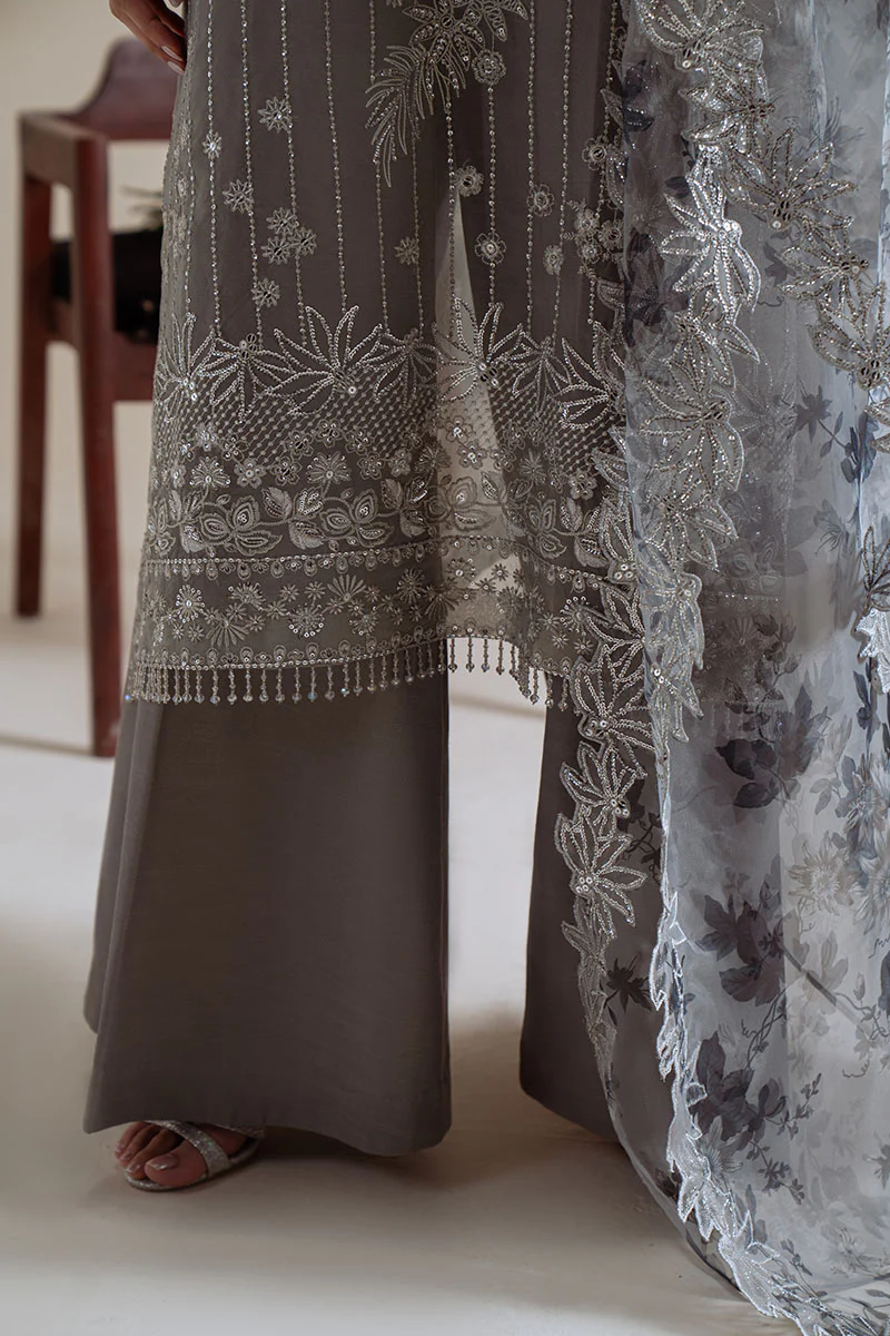 SMOKY RADIANCE-4PC ORGANZA EMBROIDERED SUIT - Image 5