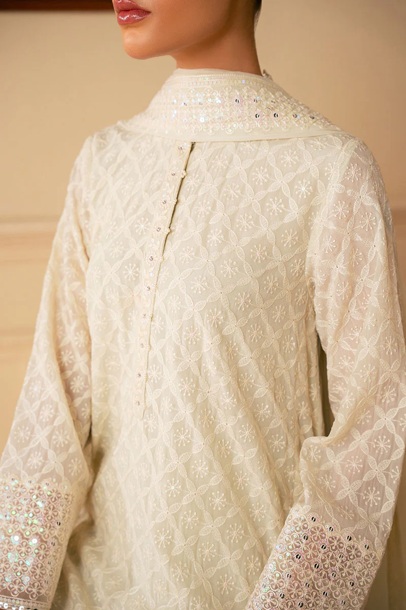 SOFT BREEZE-4 PIECE EMBROIDERED CHIFFON SUIT - Image 5