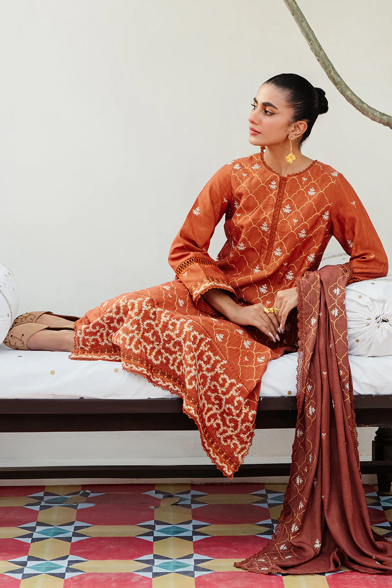 TAN HUES-3PC KHADDAR EMBROIDERED SUIT - Image 6