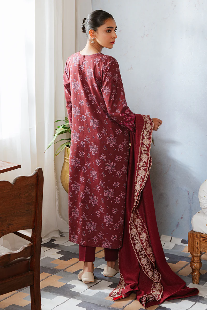 TANGO PLUM-3PC KHADDAR PRINTED SUIT - Image 2