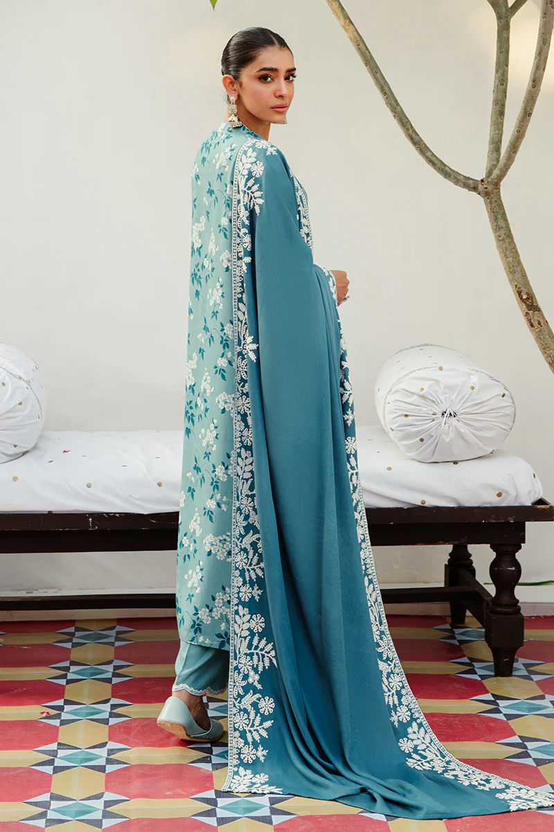 TEAL WATERS-3PC LINEN EMBROIDERED SUIT - Image 3