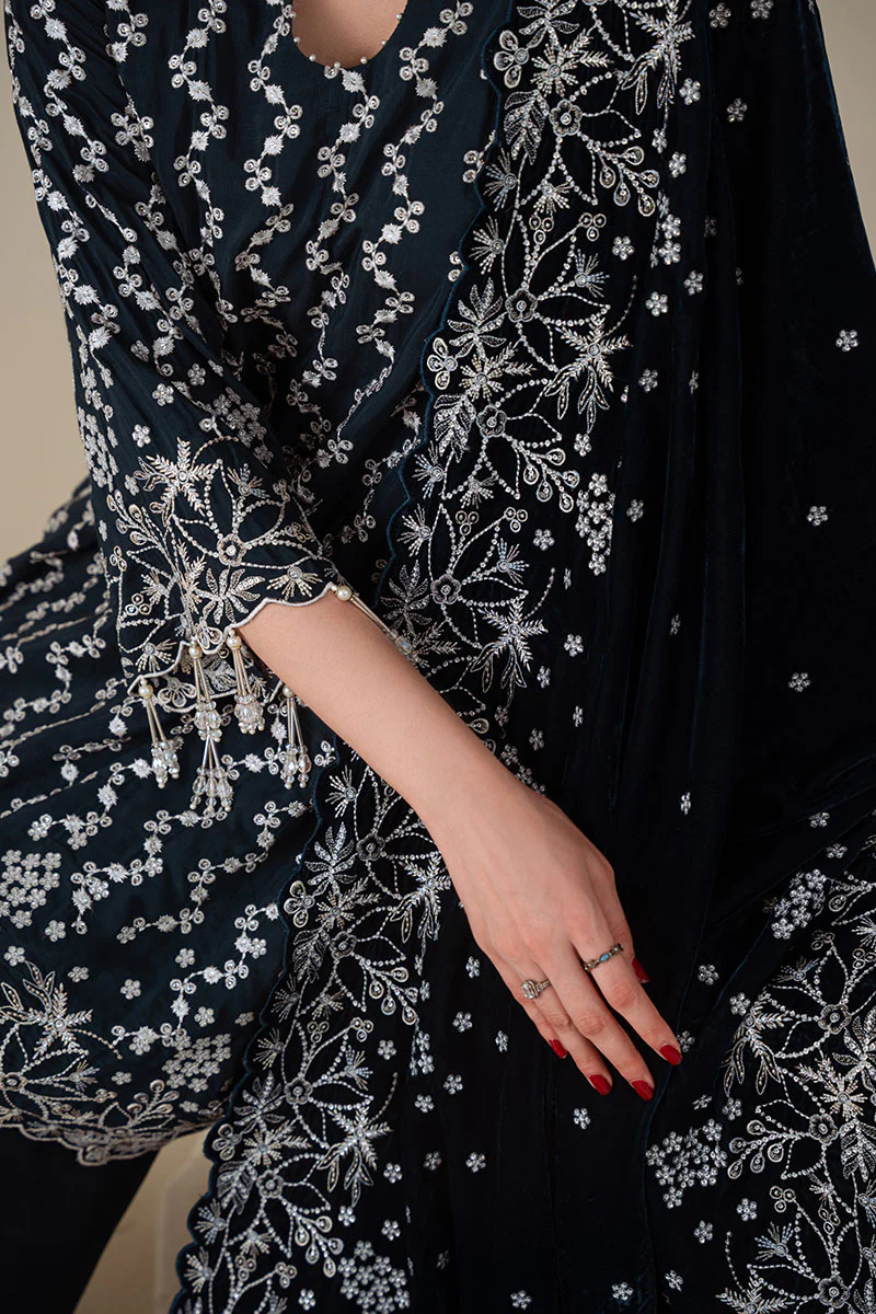 TROPICAL TEAL-3PC SILK EMBROIDERED SUIT - Image 2