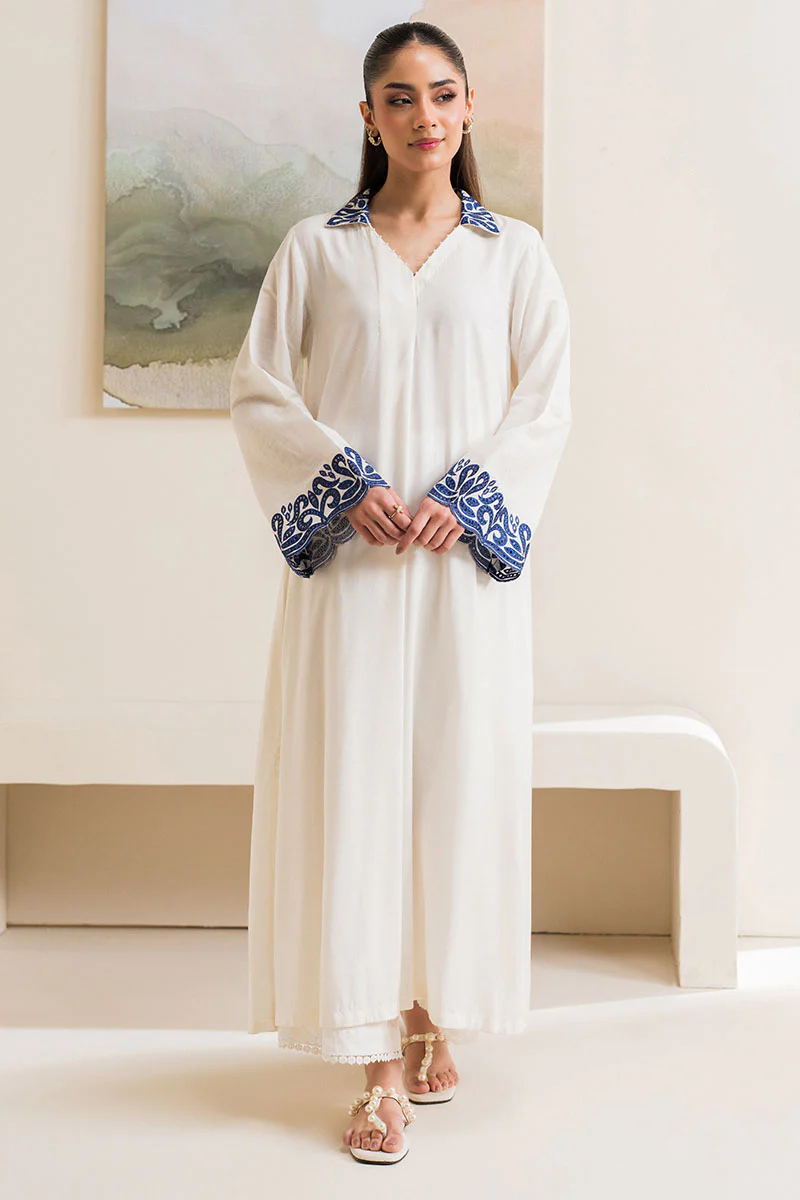 VANILLA MINT EMBELISHED LINEN SHIRT