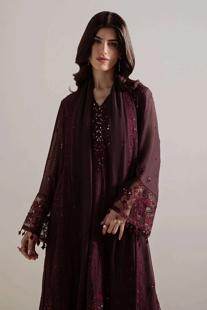 VELVET DUSK-4PC CHIFFON EMBROIDERED SUIT - Image 3