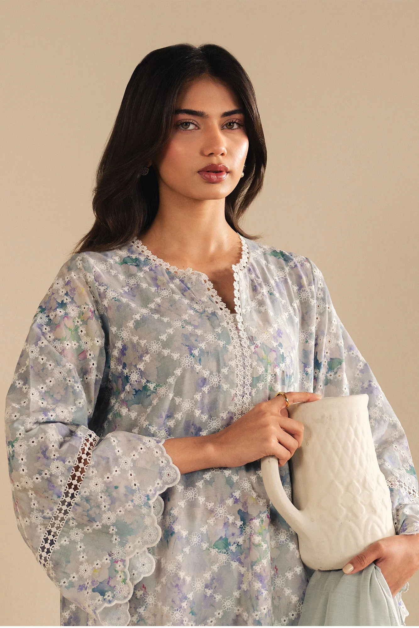 VIOLET SPLASH-2PC (SHIRT & DUPATTA) - Image 3