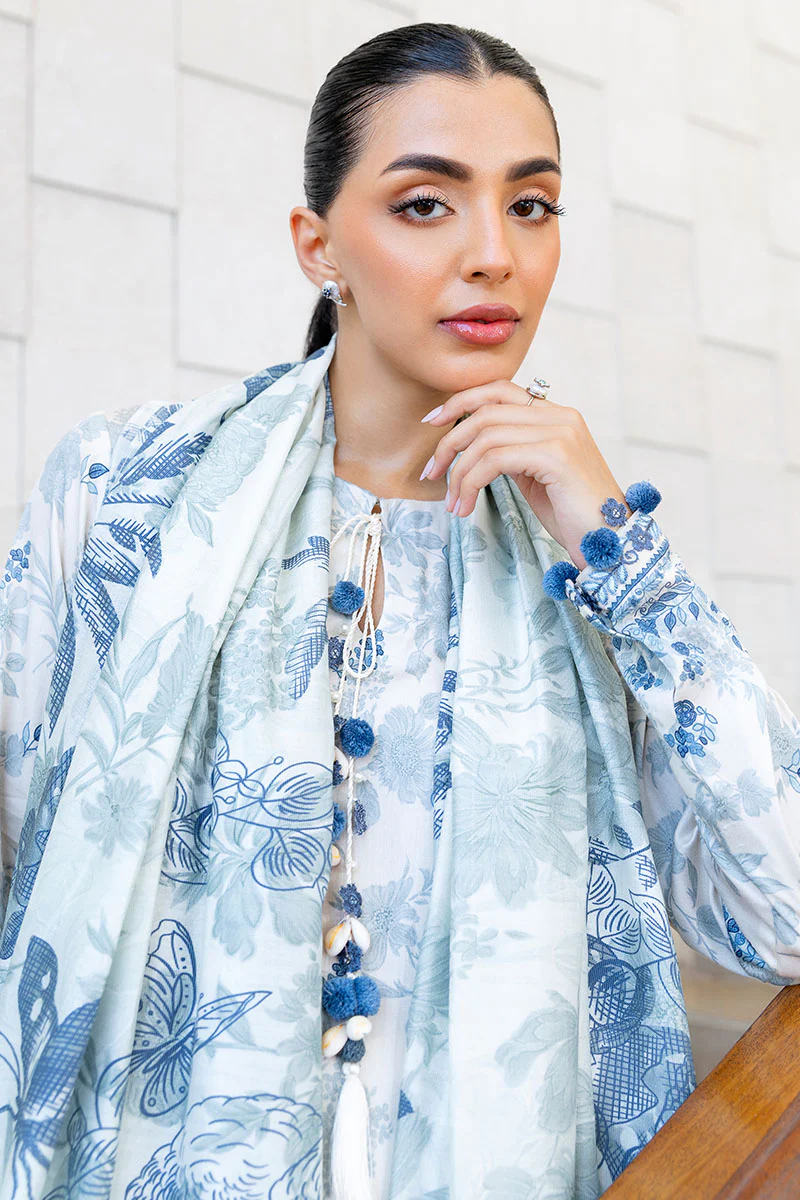 WHIMSICAL TEAL-3PC (SHIRT, TROUSER & DUPATTA) - Image 7