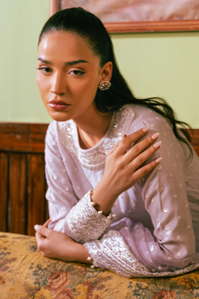 WISTERIA PLUM-3 PIECE EMBROIDERED SILK SUIT - Image 4