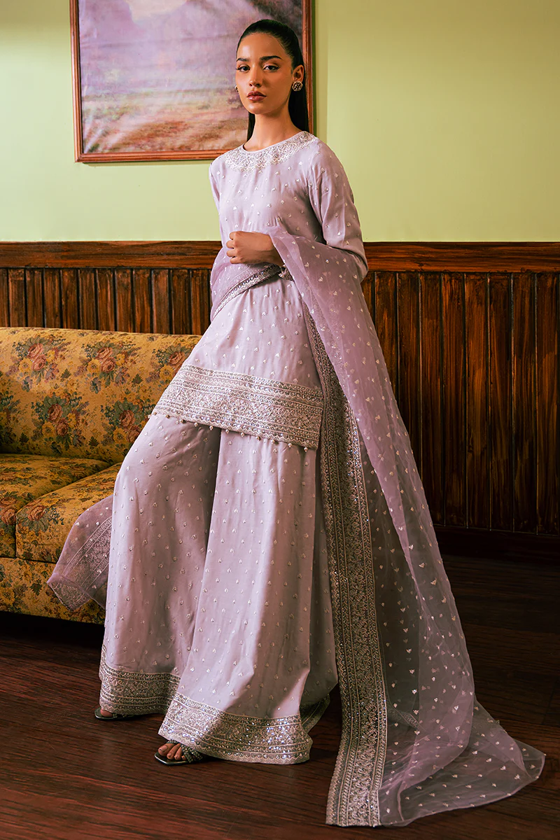 WISTERIA PLUM-3 PIECE EMBROIDERED SILK SUIT - Image 5