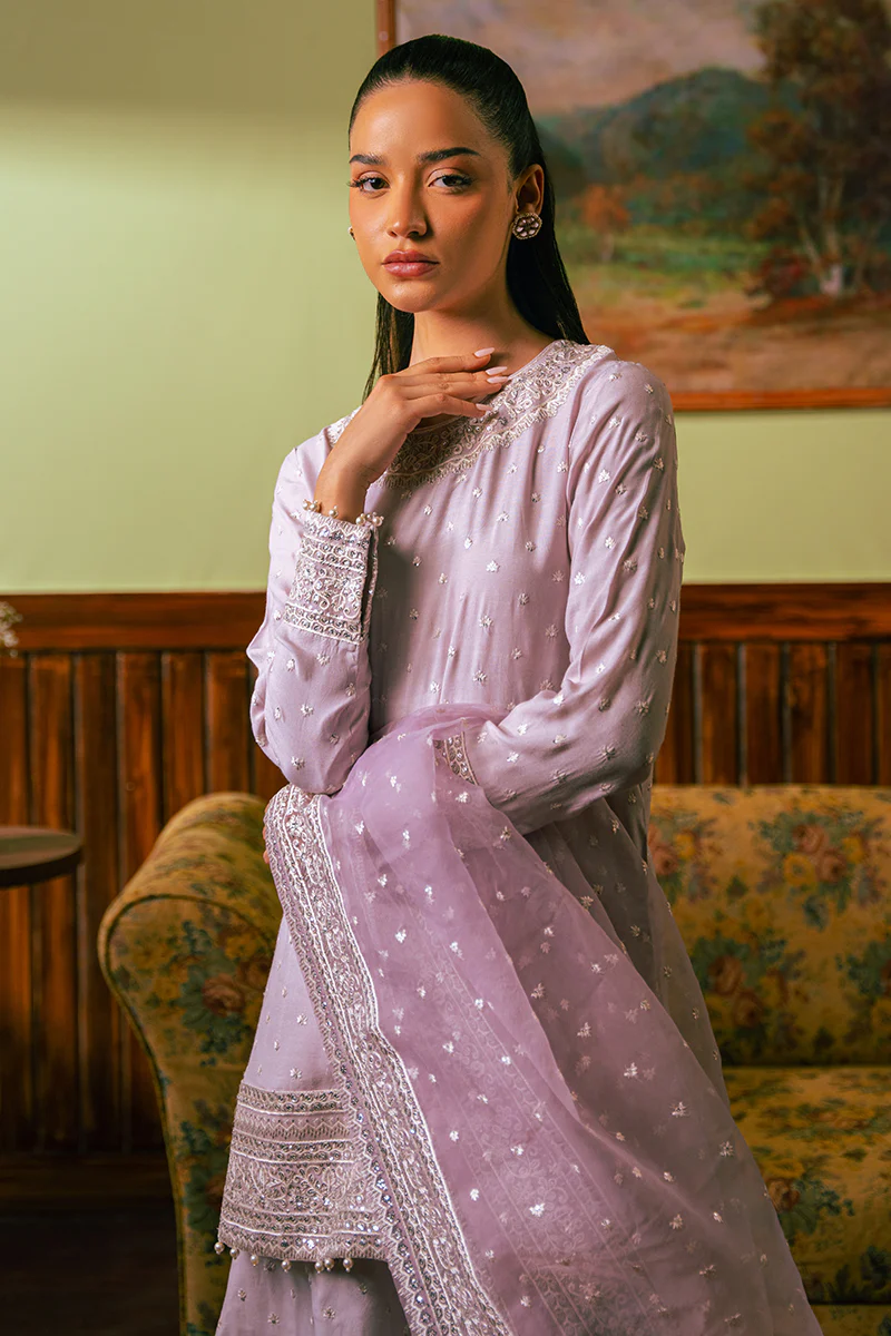 WISTERIA PLUM-3 PIECE EMBROIDERED SILK SUIT - Image 7
