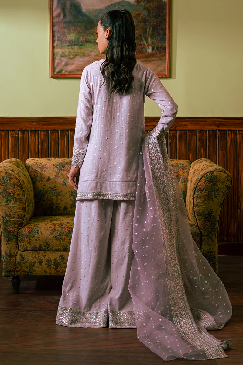 WISTERIA PLUM-3 PIECE EMBROIDERED SILK SUIT - Image 8